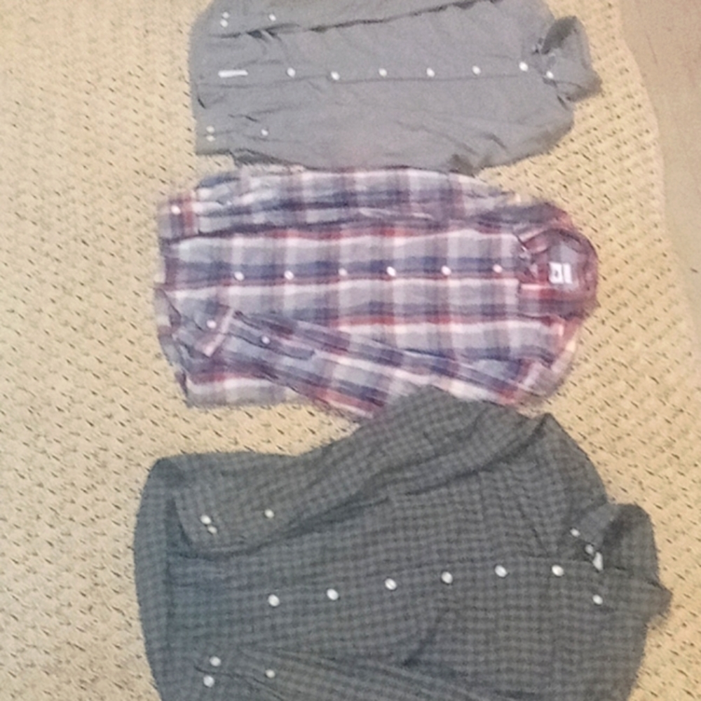 Mens sz sm 3 button up long sleeve collar shirts